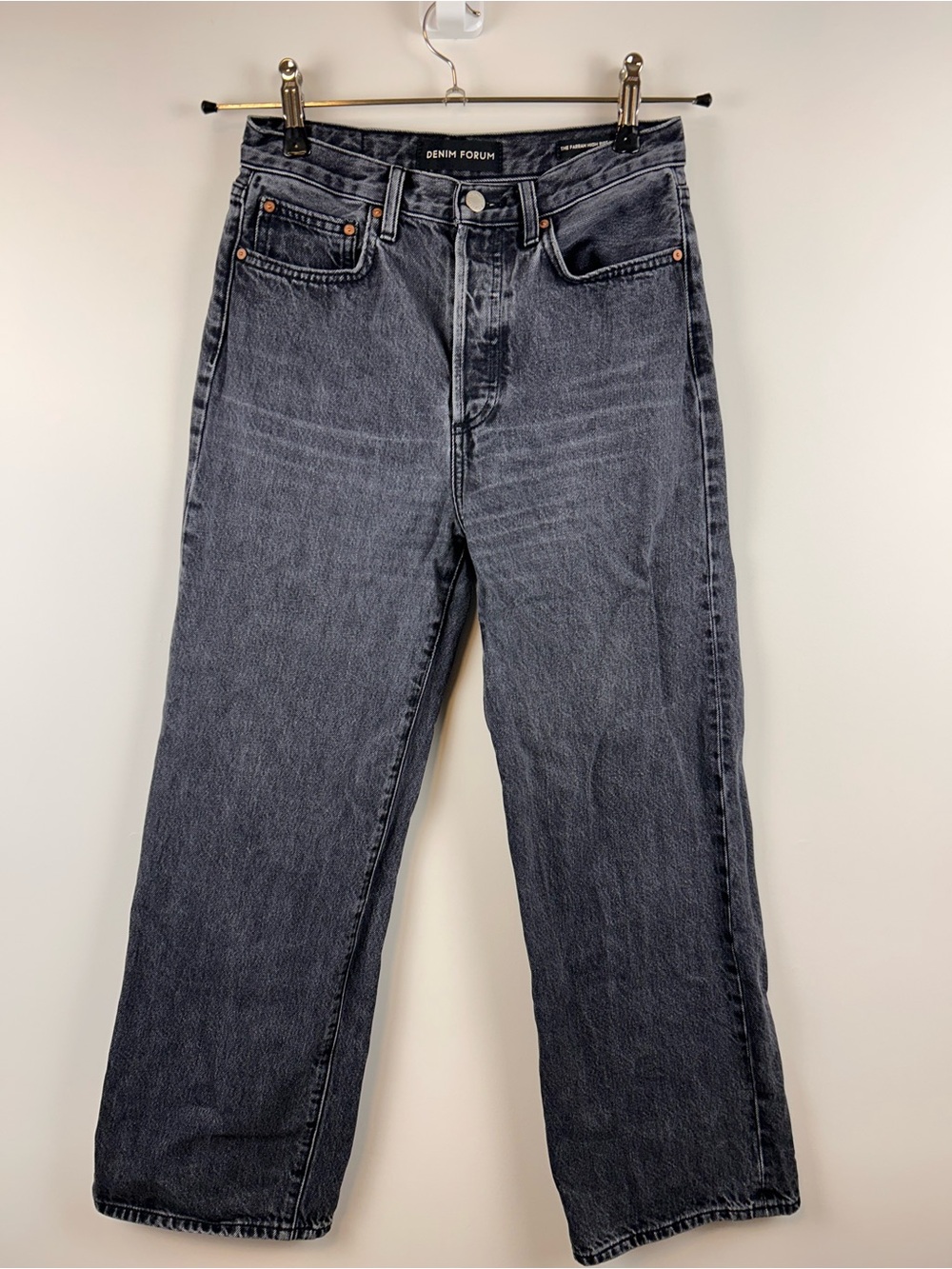 Denim Forum The Farrah High Rise Wide Leg Jeans Black Wash Size 27 Aritzia